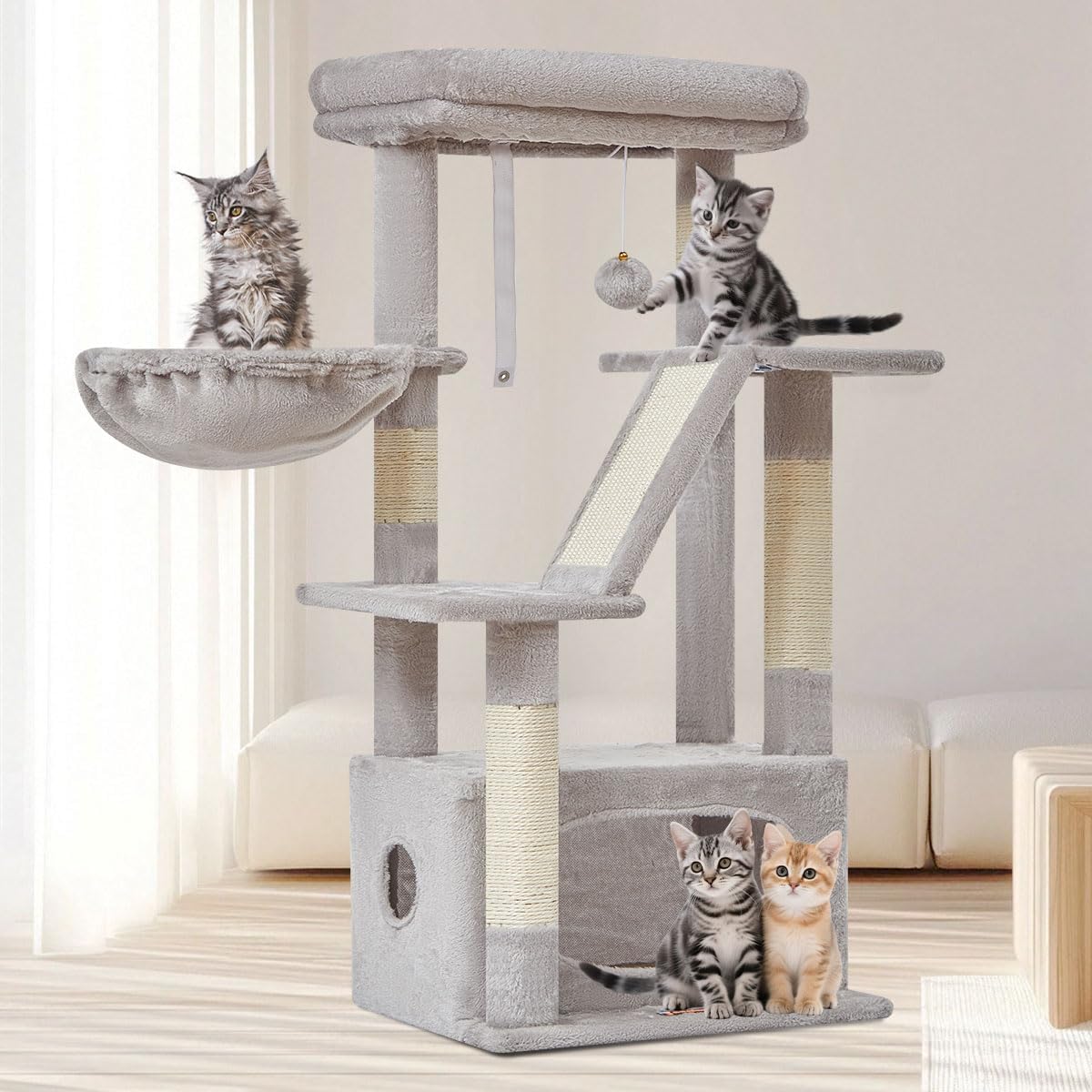Taoqimiao Cat Tree,38.2-Inch Cat Tower for Indoor Cats,Suitable for Ki