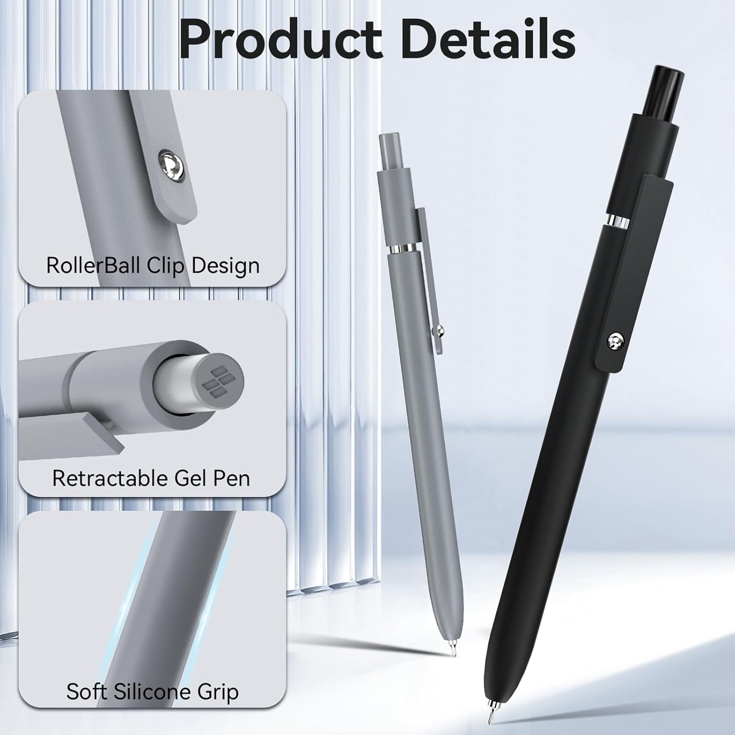 Gel Pens, 6 Pcs 0.5mm Fine Point Black Ink Pen With Smooth Writing, Of