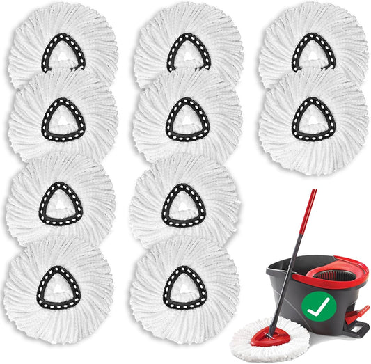 10 PCS Spin Mop Replacement Head,100% Microfiber Mop Heads Replacements Compatible with Cedar Easywring 1-Tank System, 360 Degree Round Spin Mop Replacement Head for Easy House Cleaning Floor Mopping