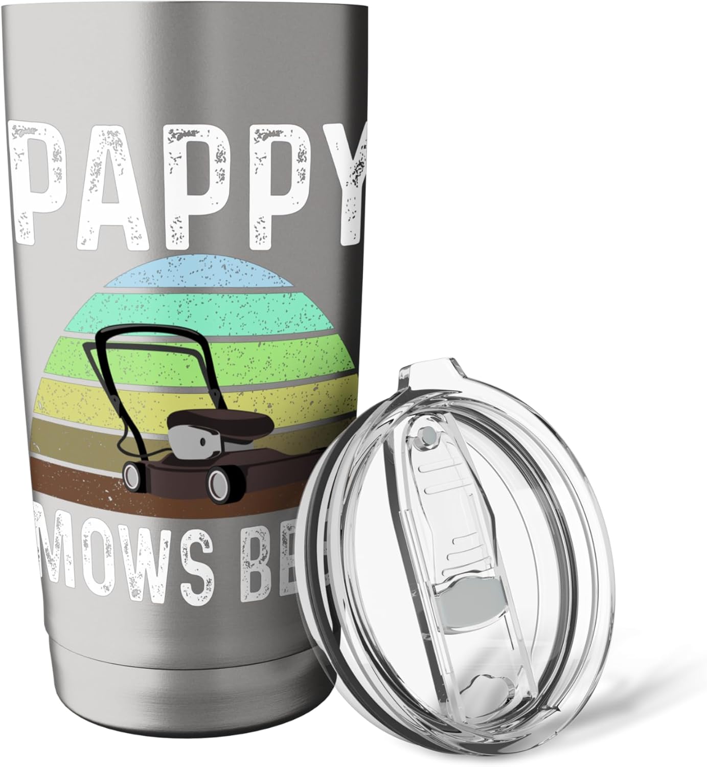 Funny Pappy Mows Best Lawn Care Grass Mowing Lawn Mower Dad Stainless Steel Insulated Tumbler