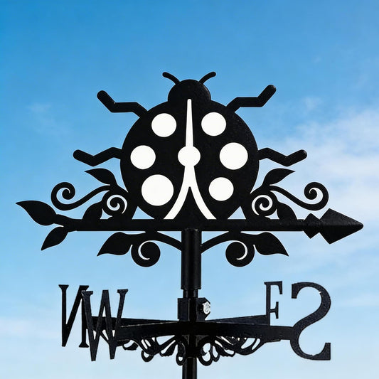 Ladybug Weathervane Metal Wind Vane Animal Ladybird Garden Art Decoration Direction Sign Indicator Stake Mount Ornament for Patio Lawn Farmhouse Yard Roof Outdoor