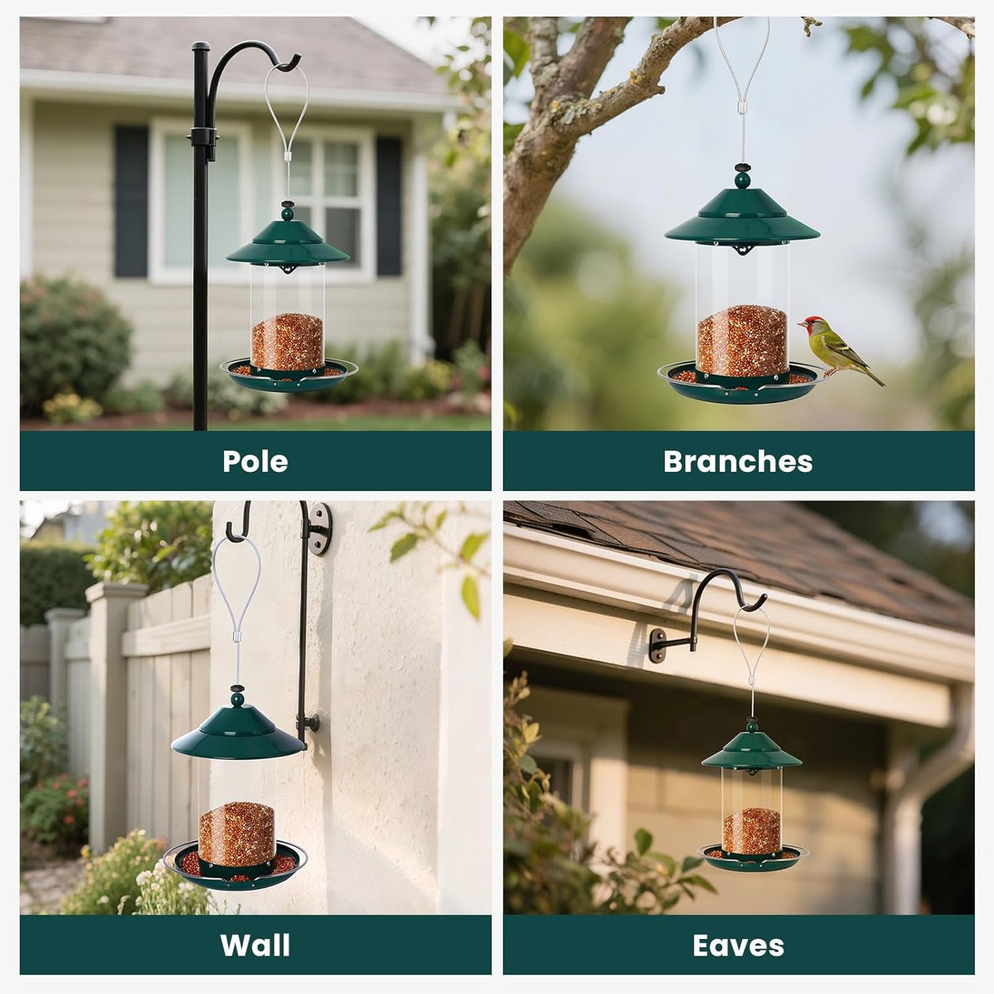 Metal Bird Feeder for Outdoors – 2.4LB Hanging Bird Feeder with 360-de