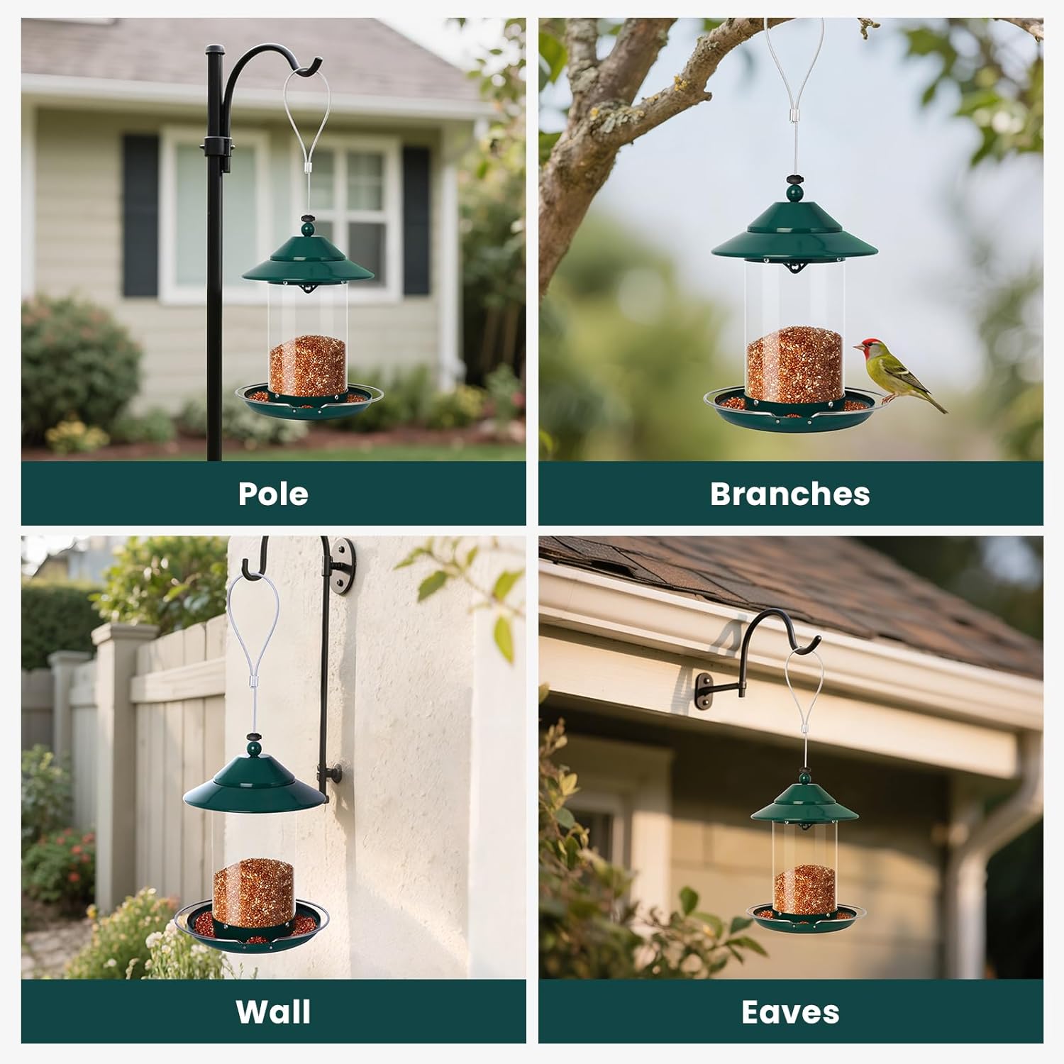 Metal Bird Feeder for Outdoors – 2.4LB Hanging Bird Feeder with 360-de