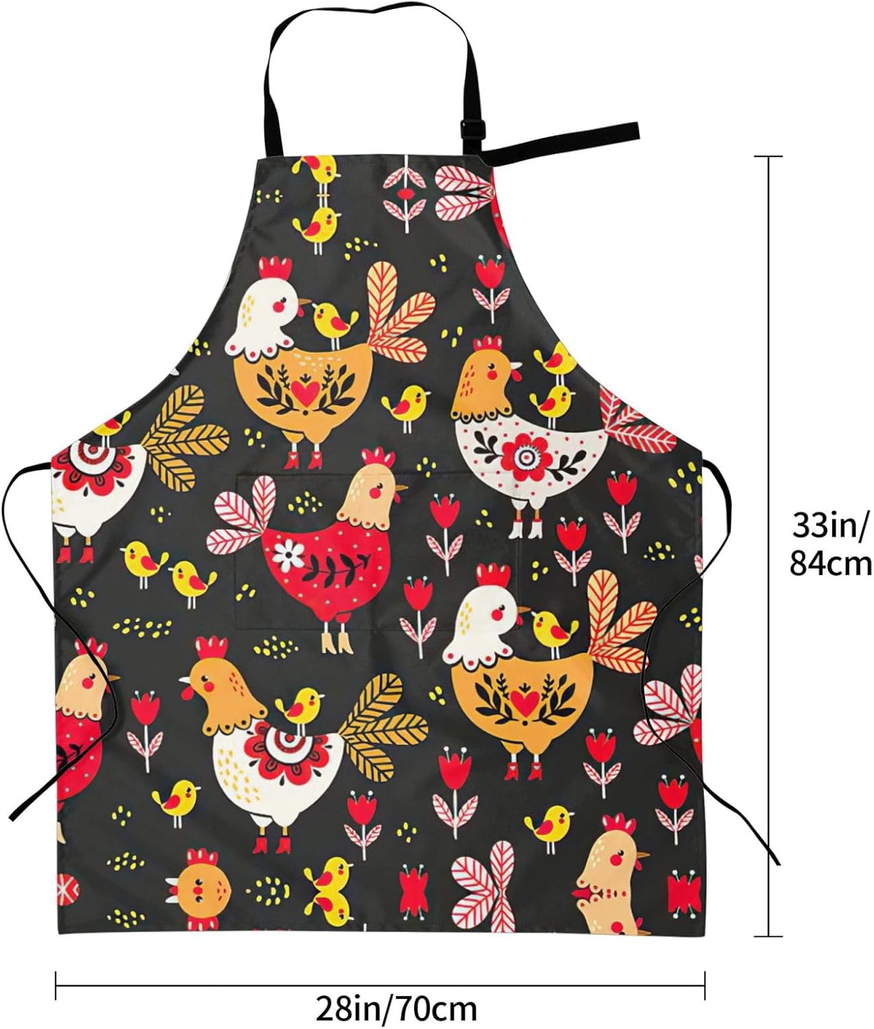 Cute Rooster Chickens Print Laundry apron 28x33 In Waterproof Kitchen 