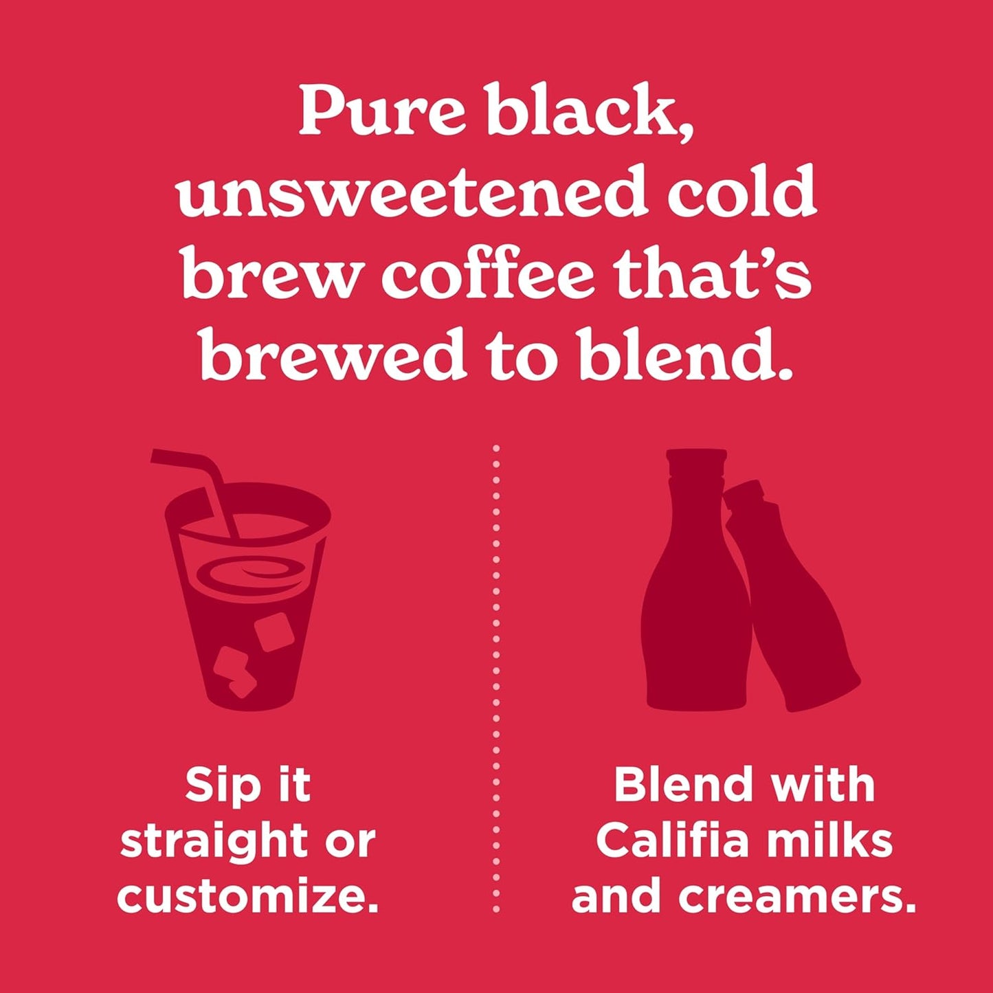 Califia Farms - Pure Black Medium Roast Cold Brew Coffee, 32 Oz (Pack of 6), 100% Arabica, Shelf Stable, Plant Based, Vegan, Gluten Free, Non GMO, Sugar Free, Iced Coffee