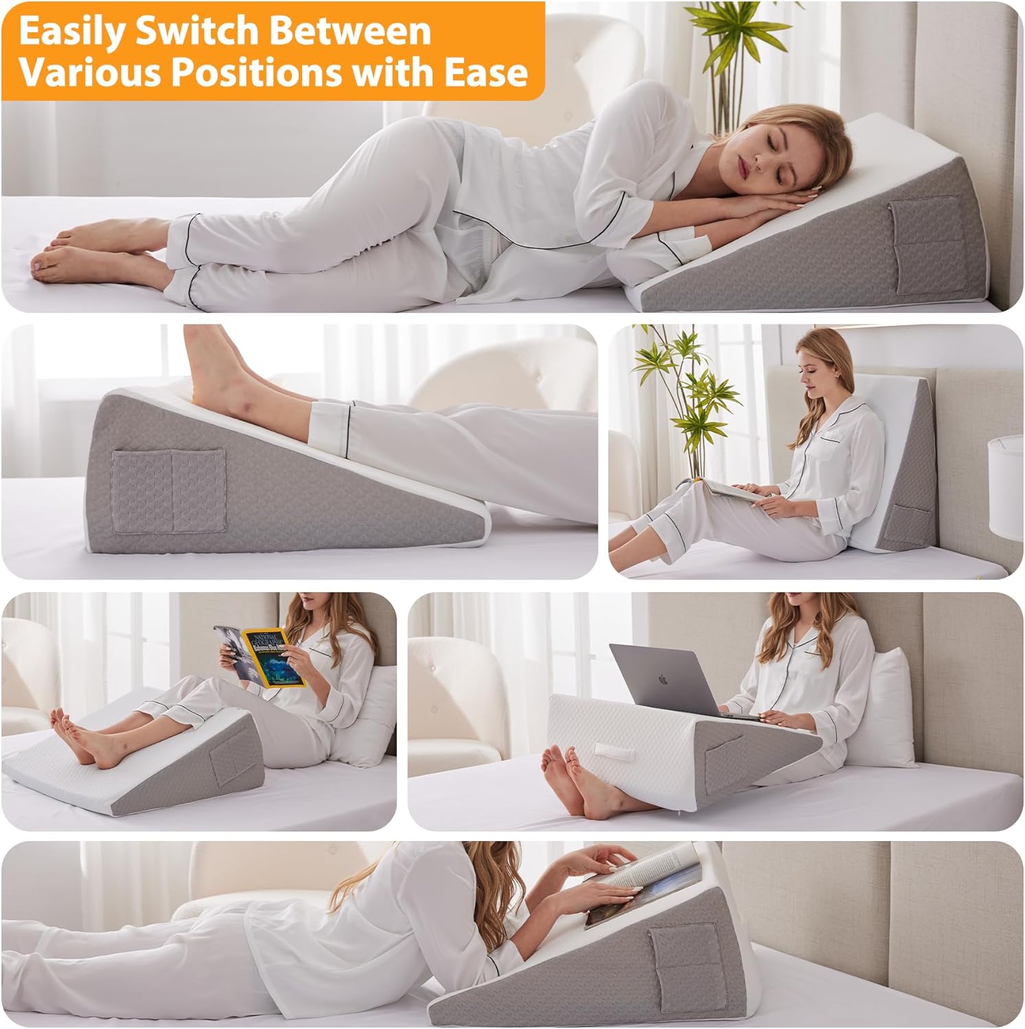 Wedge Pillow for Acid Reflux, Bed Wedge Pillow for Headboard 10", Pill