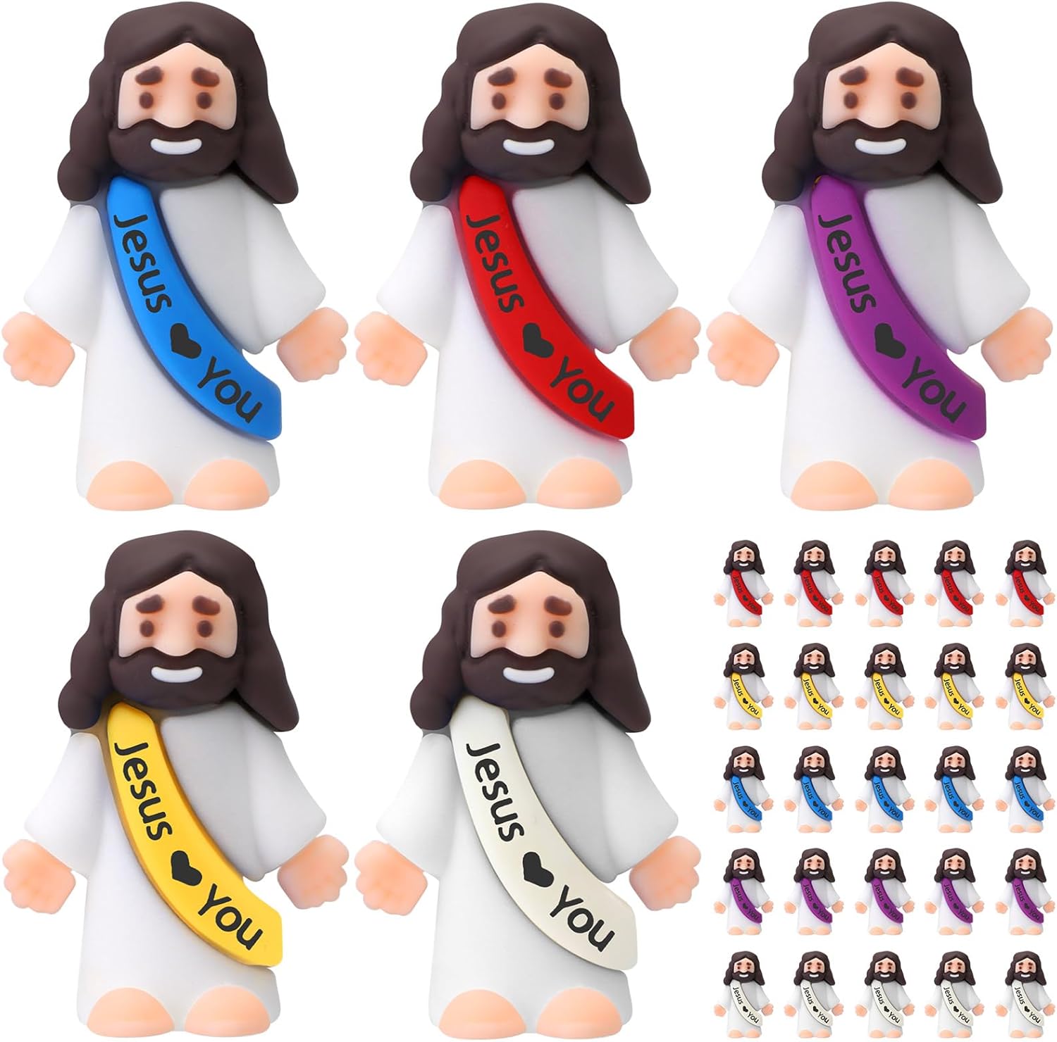 Bememo 25 Pcs Little Jesus Figures, Mini Jesus Loves You Figures, Orig