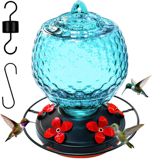 Glass Hummingbirds Feeder for Outdoors Hanging,25 OZ Humming Birds Fee