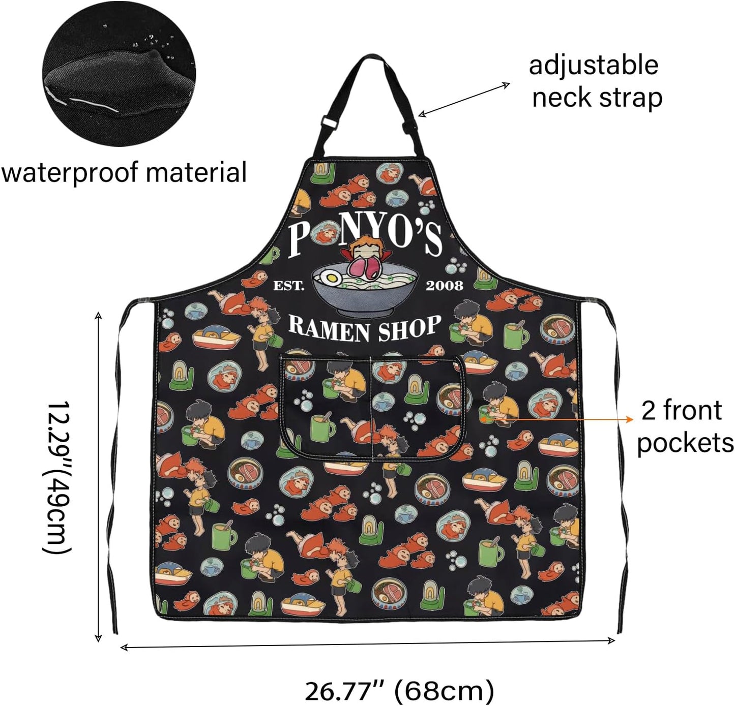 WCGXKO Anime Inspired Kitchen Apron Animated Movie Gift Japanese Animation Gift for Move Fans