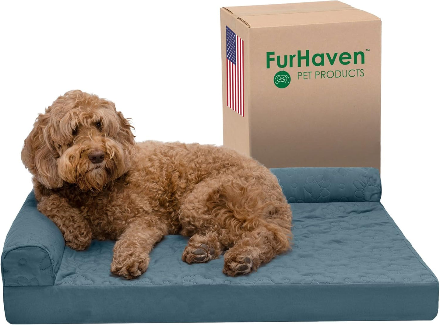 Furhaven Orthopedic Dog Bed for Large/Medium Dogs w/ Removable Bolster