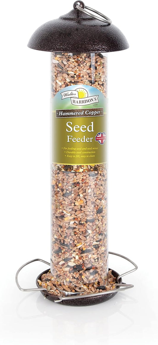 Hammered Copper Wild Bird Hanging Seed Feeder - 30 cm