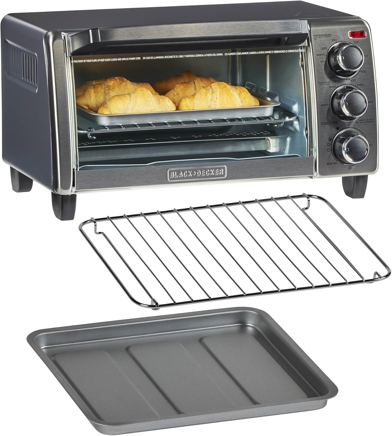 BLACK+DECKER TO1313SBD Toaster Oven, 15.47 Inch, Silver