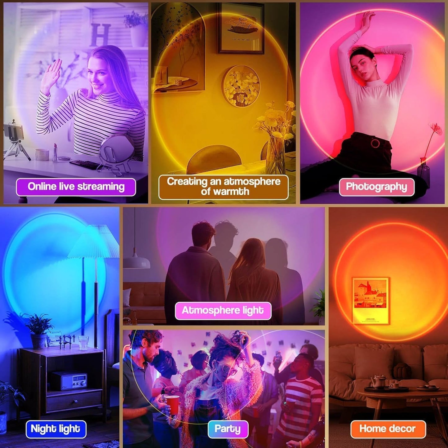 Sunset Lamp Projection, Sunset Night Light Rainbow Projector 180° 16 Color Changing 4 Modes, Vlog, Photography, Decorative, Party Decor, Gift for Women(16 Color) (red)