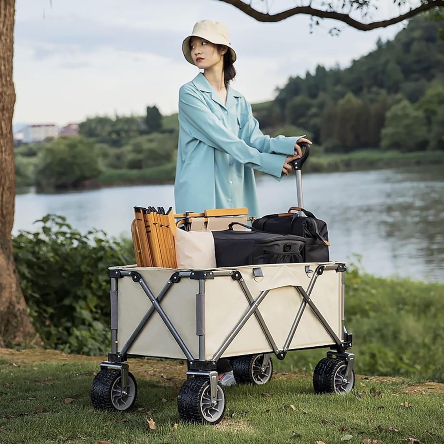 Portable Camping Cart,Outdoor Campitrolley,Portable Foldipicnic Heavy 