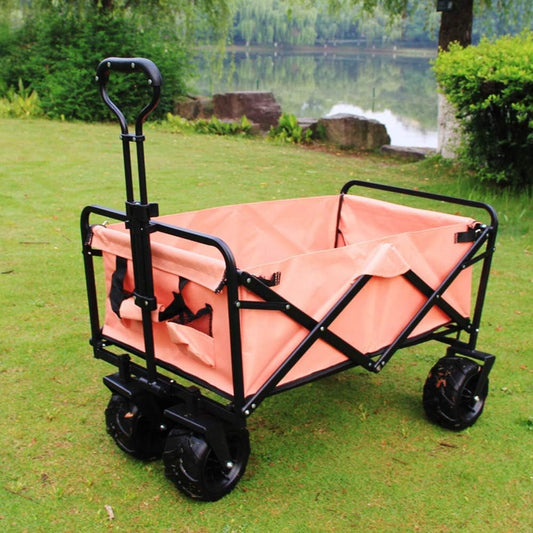 Folding Garden Trolley with Safety Belt Pull Wagon Hand Cart Foldable 