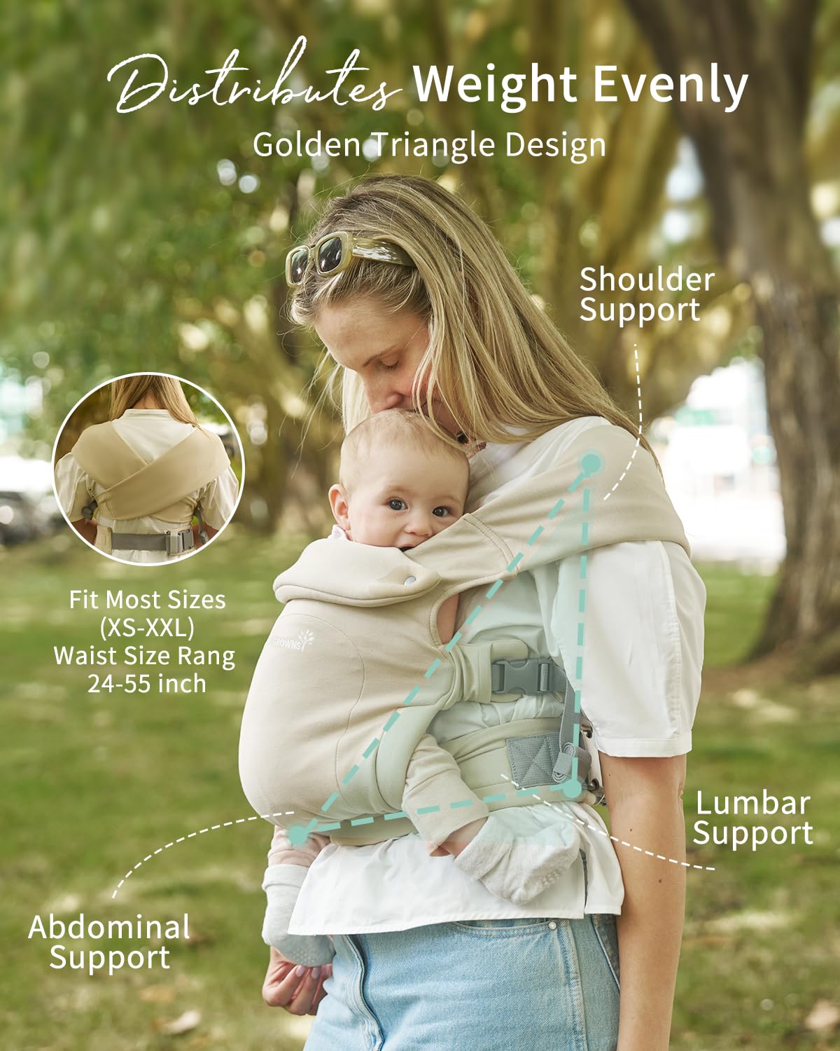 GROWNSY Baby Carrier, Cozy Newborn Carrier, Ergonomic Baby Wraps Carri