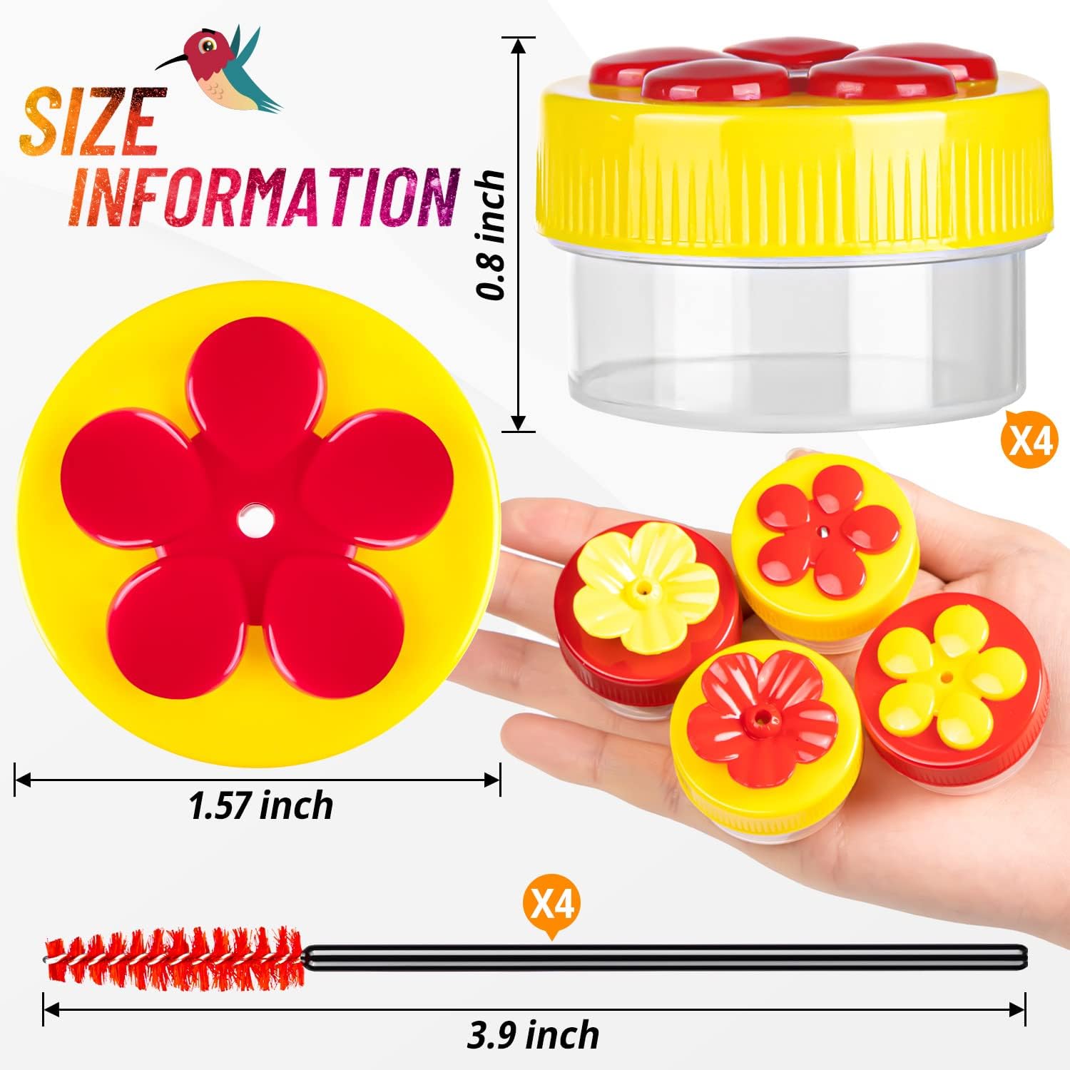 Hand Hummingbird Feeder, 4Pcs Mini Flower Hand Held Hummingbird Feeder