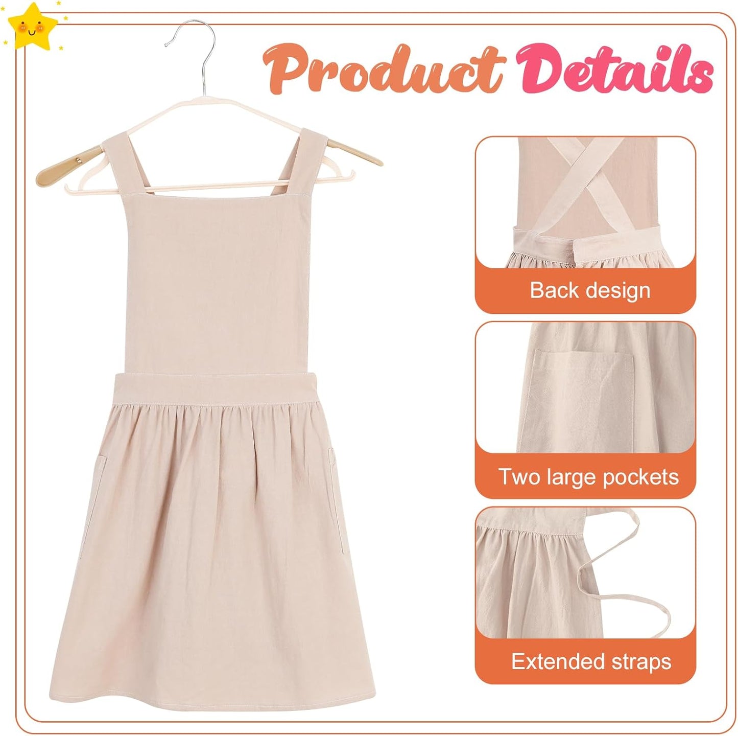 Kids Pinafore Apron, Cross Back Apron, Japanese Style Bib Aprons Home 