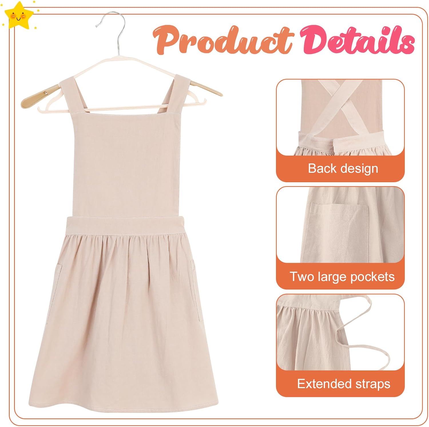 Kids Pinafore Apron, Cross Back Apron, Japanese Style Bib Aprons Home 