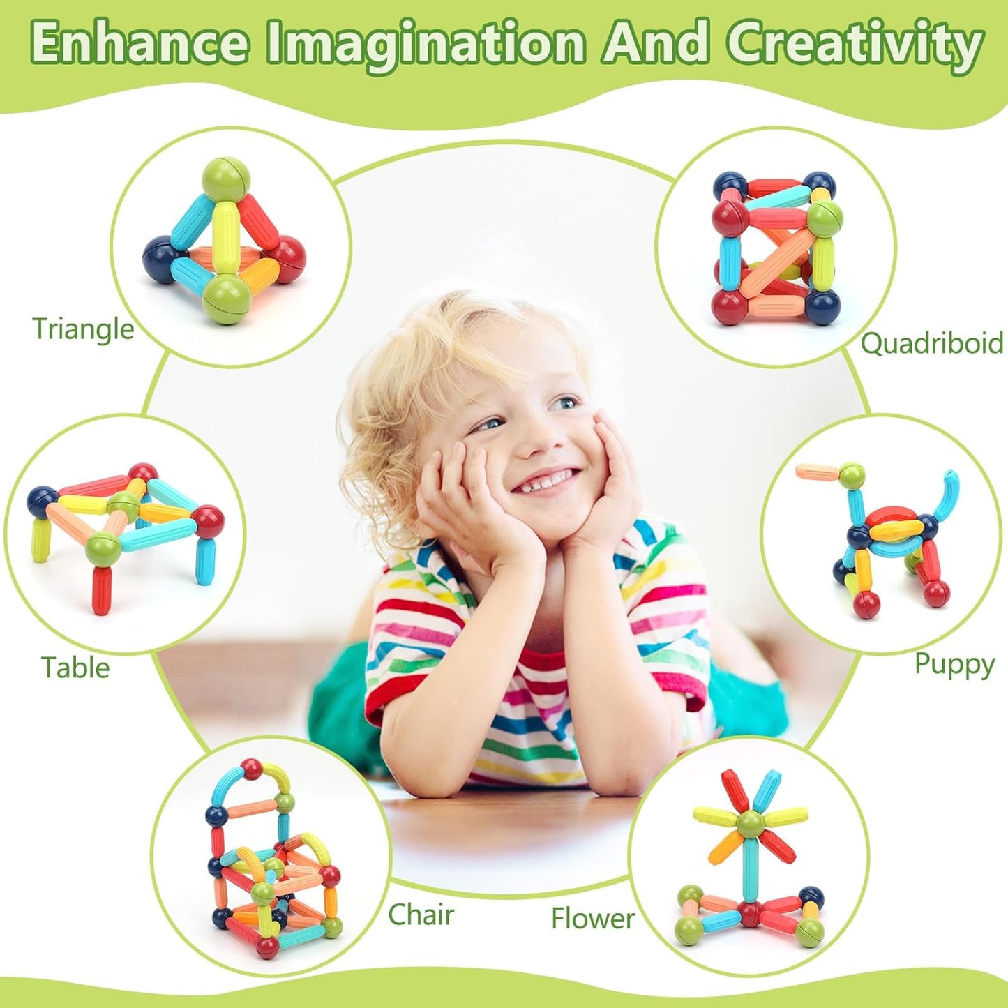 COUOMOXA Magnetic Building Blocks for Toddlers: STEM Educational Toys 