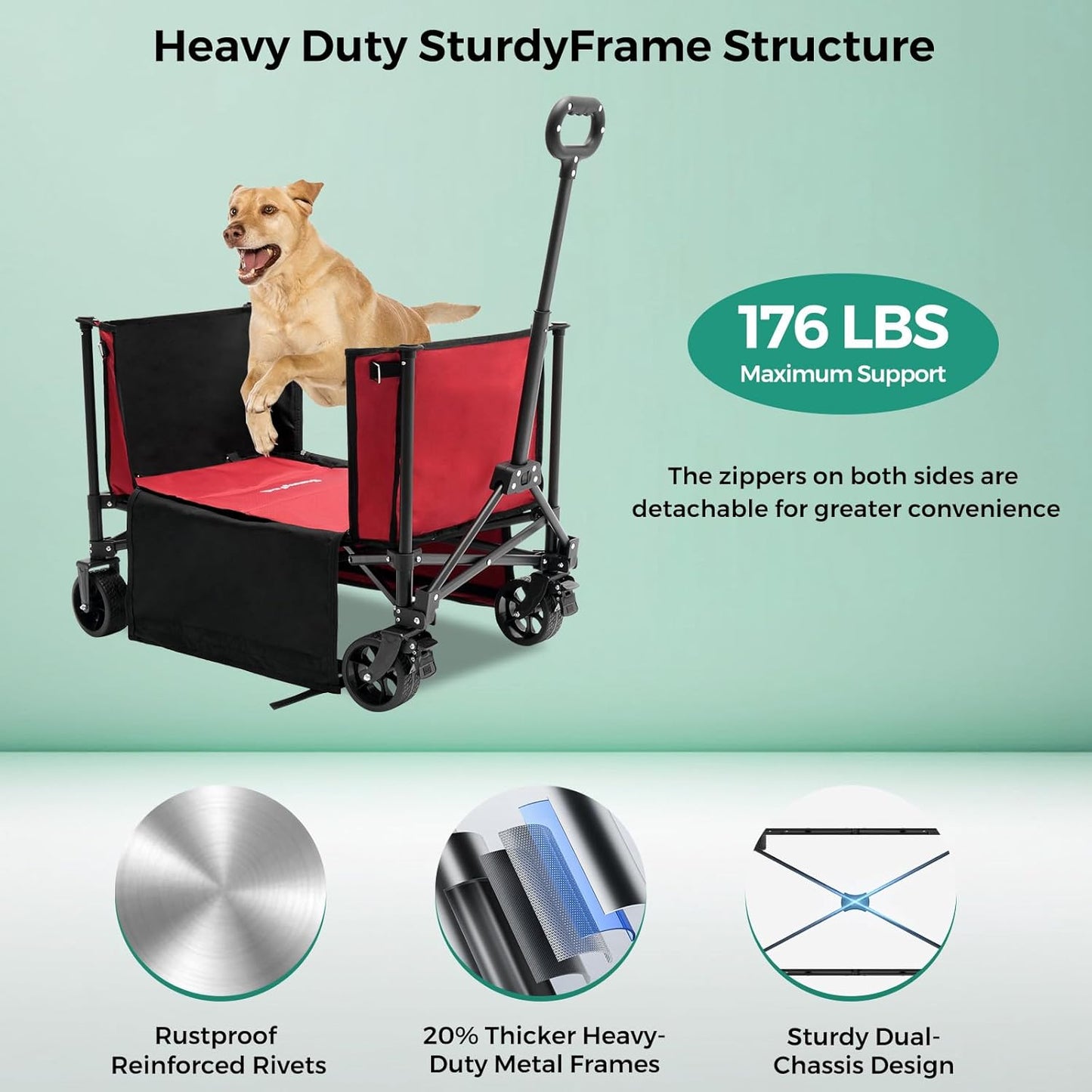 SUNNYFEEL Wagon Cart Foldable, Standard Borderless Version Collapsible