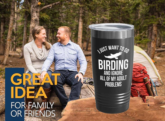 Birding Black Edition Viking Tumbler 20oz - Go birding - Bird Feeder B