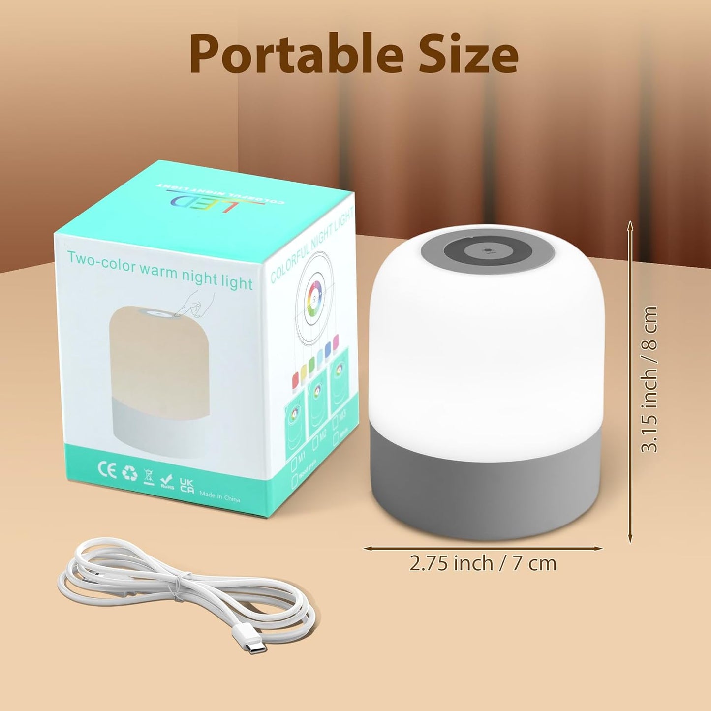Portable Baby Night Light,3 Colours Egg Light for Nursery,Rechargeable Night Light for Kids,Small Cordless Table&Bedside Lamp,Eye Caring Dimmable LED Touch Lamp for Toddler,Girl,Boy,Nursing