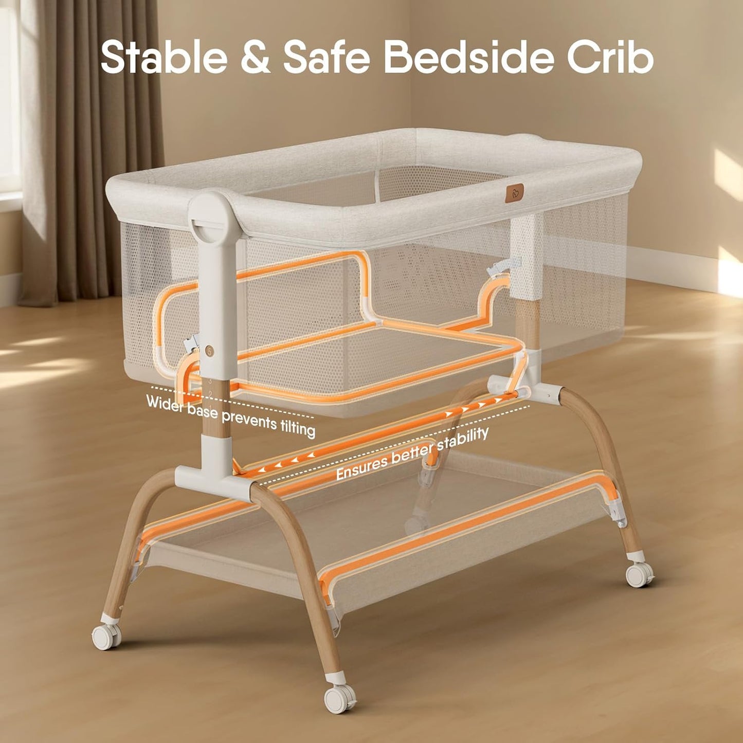 Baby Bassinet Bedside Crib, 3-in-1 Baby Bassinet Bedside Sleeper with 