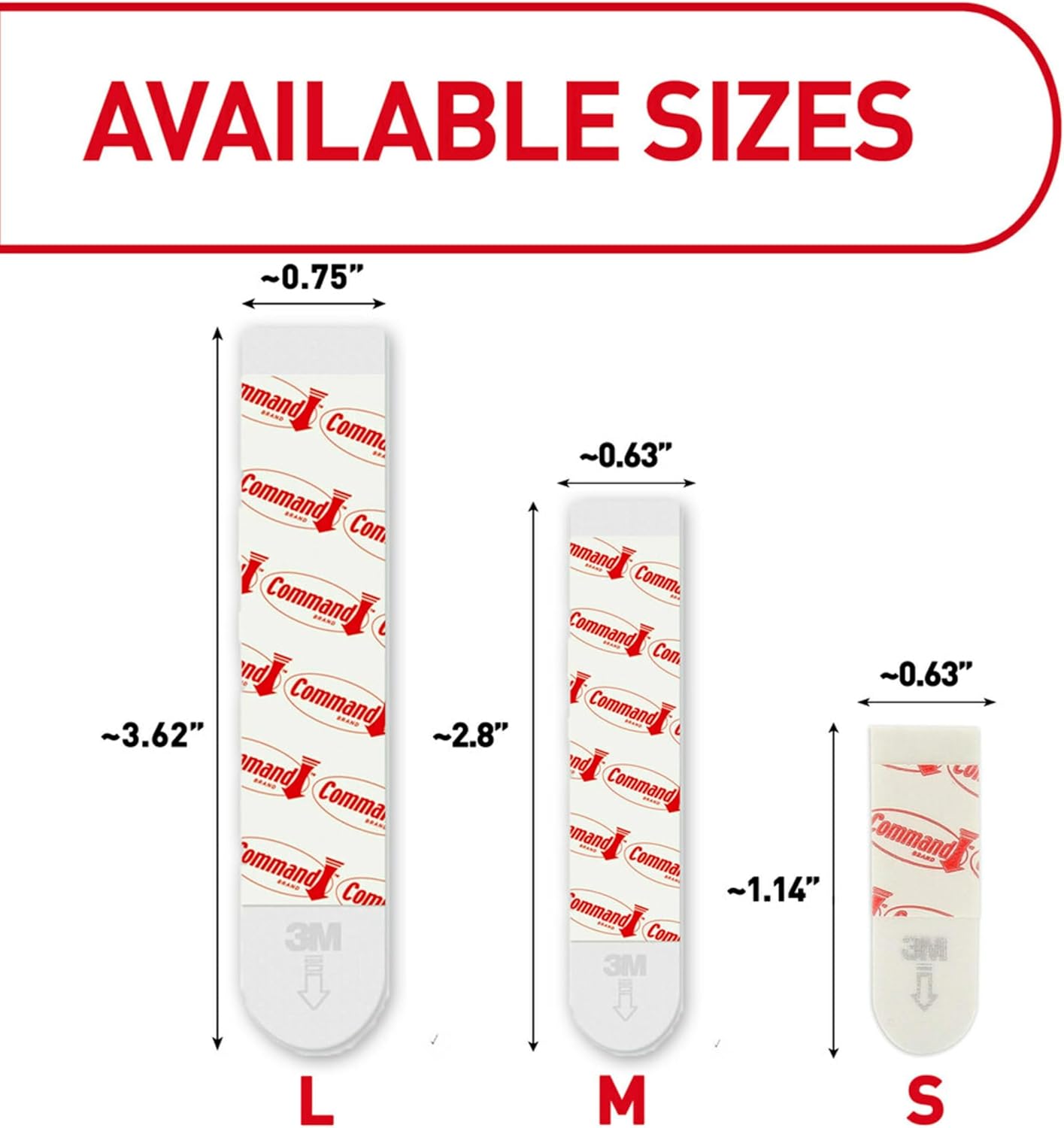Command Indoor Small Replacement Strips, 64 Strips, Damage-Free Wall Hanging, Re-Hang Small Hooks for Home and Wall Decor, Holds up to 1 lb, White Adhesive