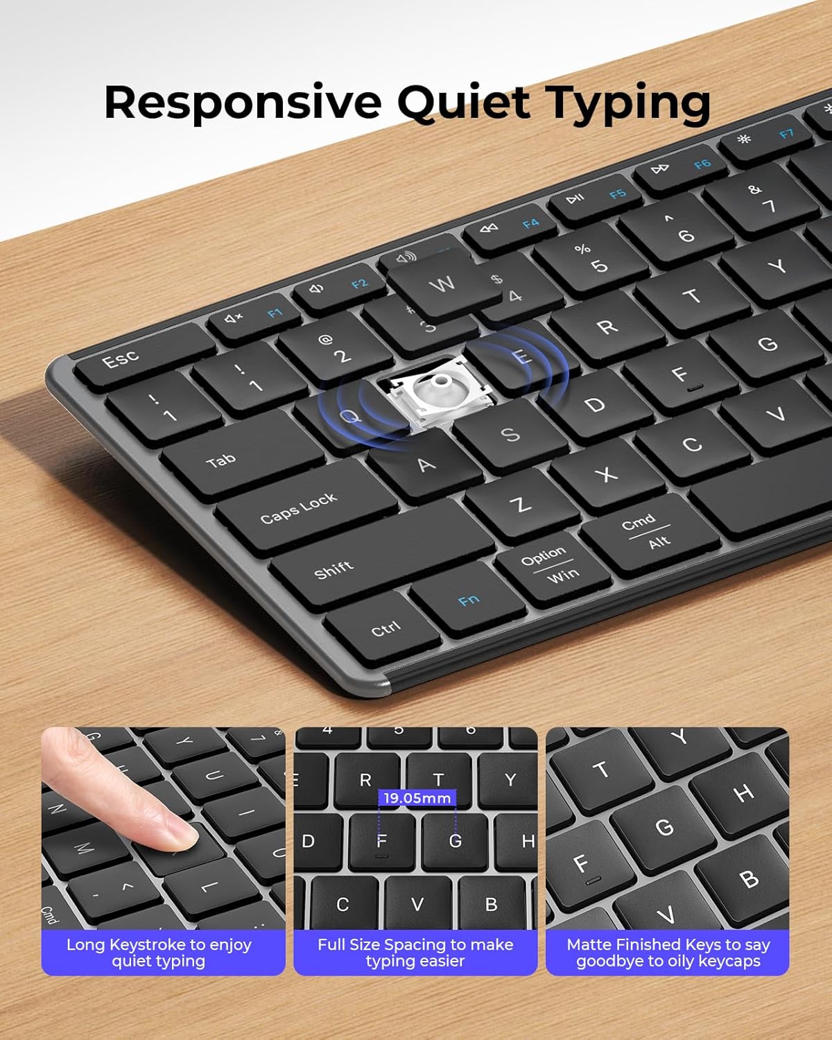 seenda Wireless Bluetooth Keyboard and Mouse Combo, SKM64-3 Rechargeab