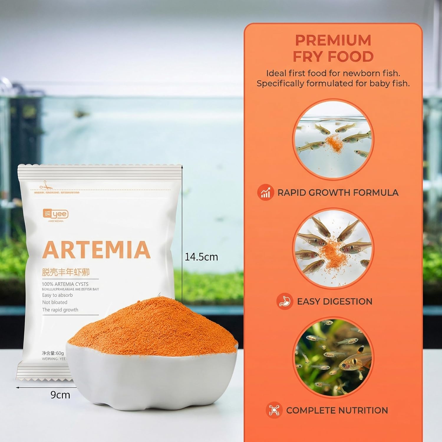 60G Brine Shrimp Shelling Eggfood Aquarium Hatching Tropic Fish Food f