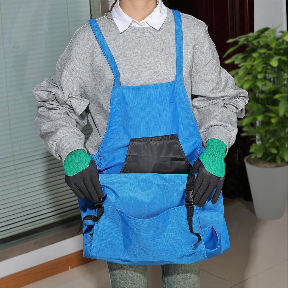 GORGECRAFT Gardening Apron Set Blue Cloth Water Washable Vegetable Har