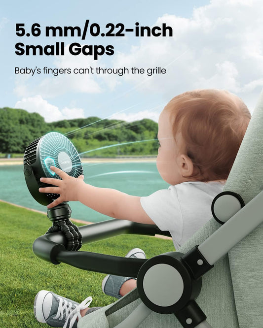 Gaiatop Mini Portable Stroller Fan, Battery Operated Small Clip on, De