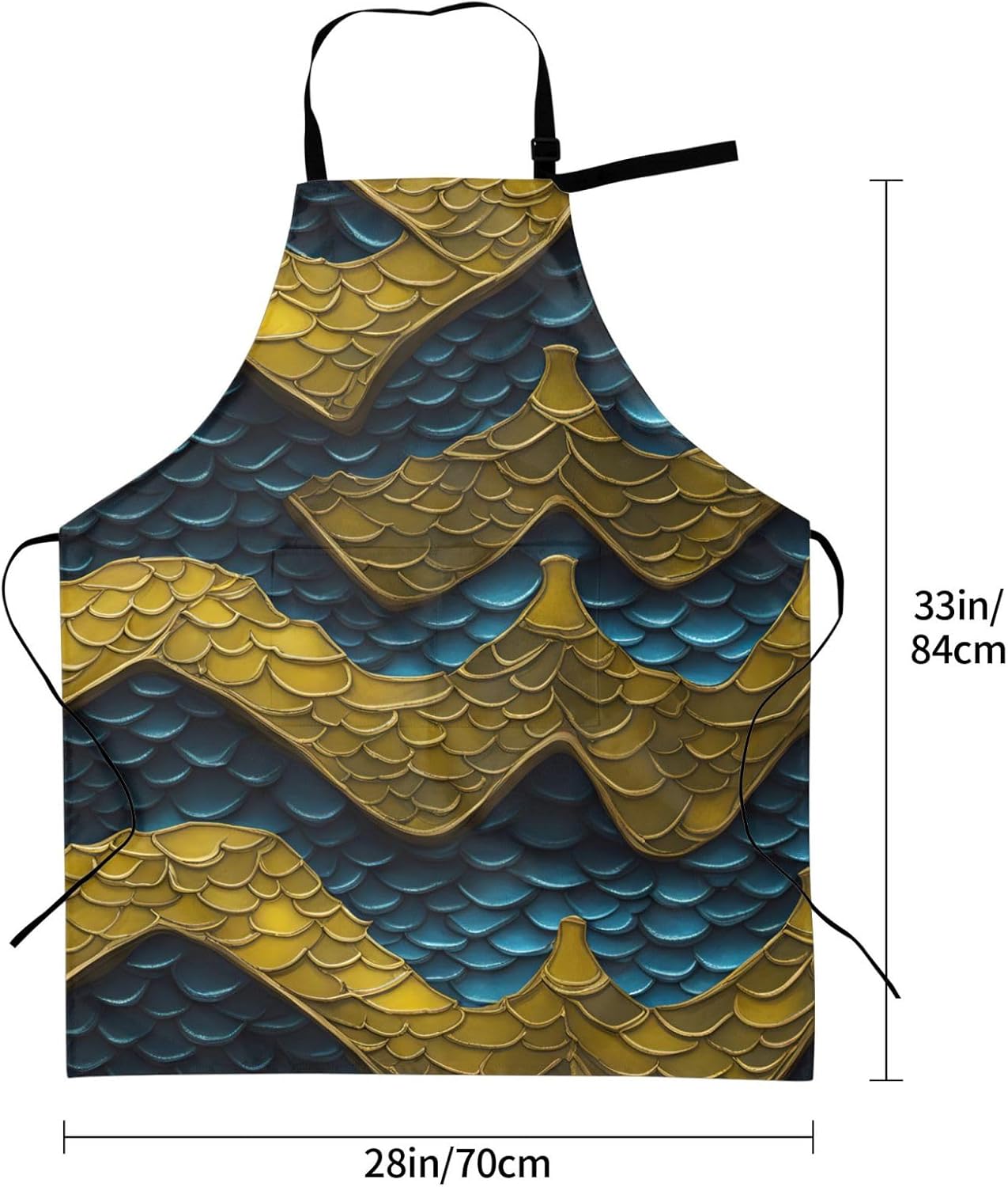 YANYU Dragon Scale Print 28x33 In Kitchen Apron Stylish Chef Apron wit