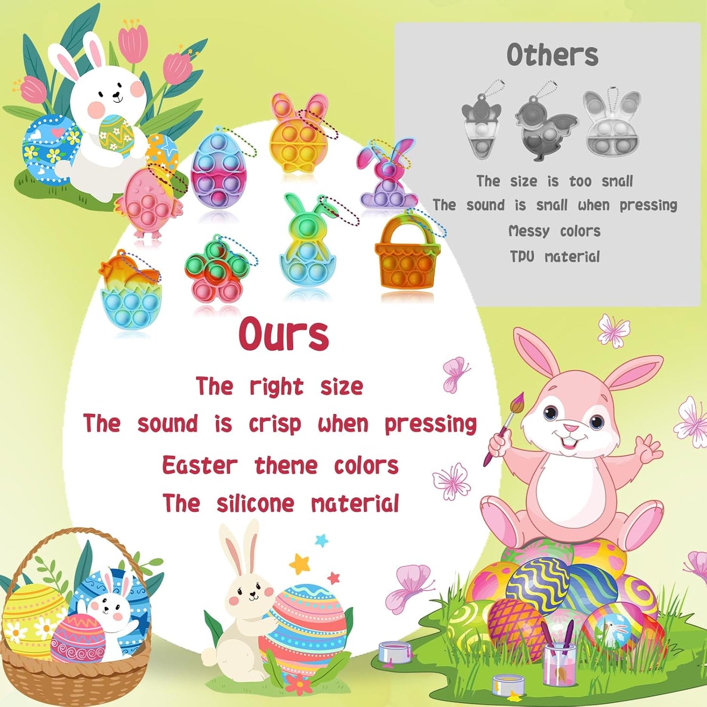 84Pcs Easter Party Favors for Kids,Easter Egg Fillers Basket Stuffers,Fidget Toys Bulk Its Birthday Gifts for Toddlers Adult,Classroom Prizes Box,Goodie Bag Stuffers,Treasure Chest Toy,Bubbles Poppers