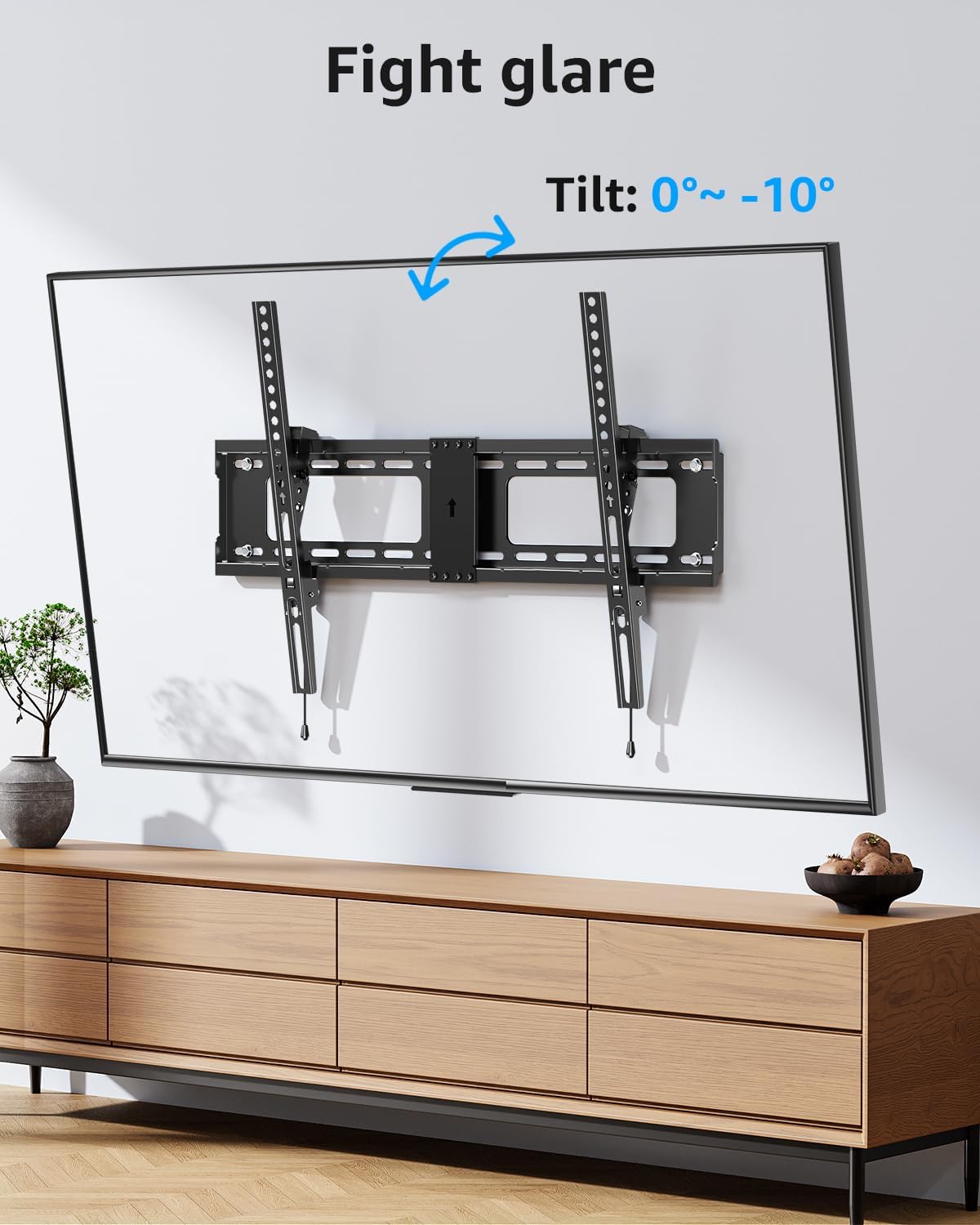 MOUNTUP TV Wall Mount Tilting TV Mount Bracket for Most 37-82 Inch Flat Screen/Curved Low Profile Wall Mount Saving Space Max VESA 600x400mm Hold up to 132 lbs Fit 16" 18" 24" Stud MU0008