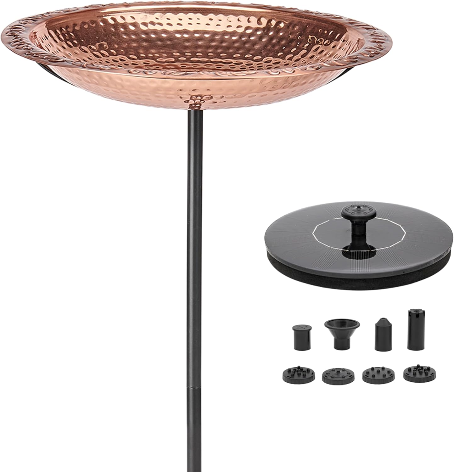 Good Directions Polished Copper Bird Bath with Fountain on Garden Pole