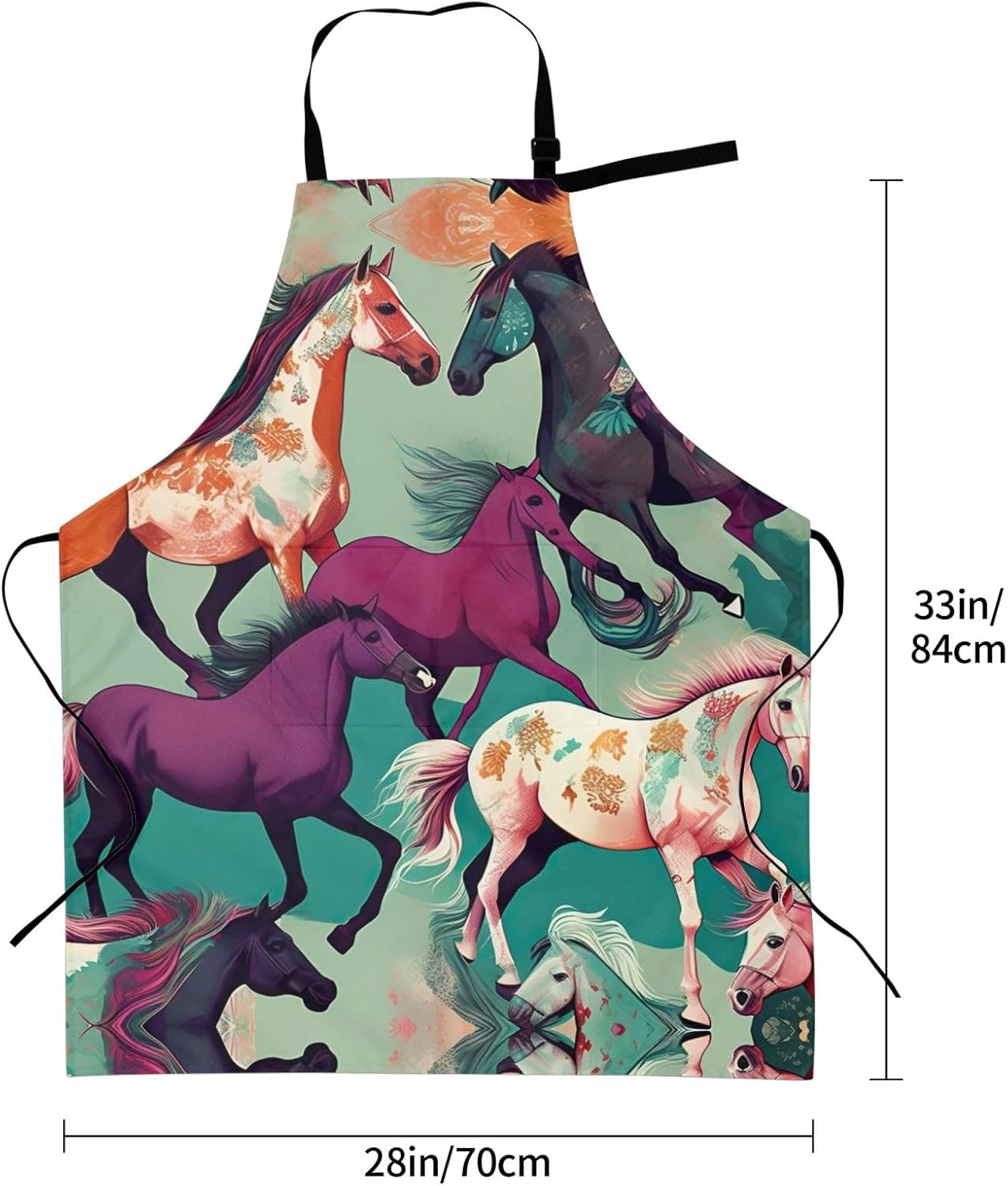 Various Kinds of Horses print Waterproof chef's apron with pocket apro