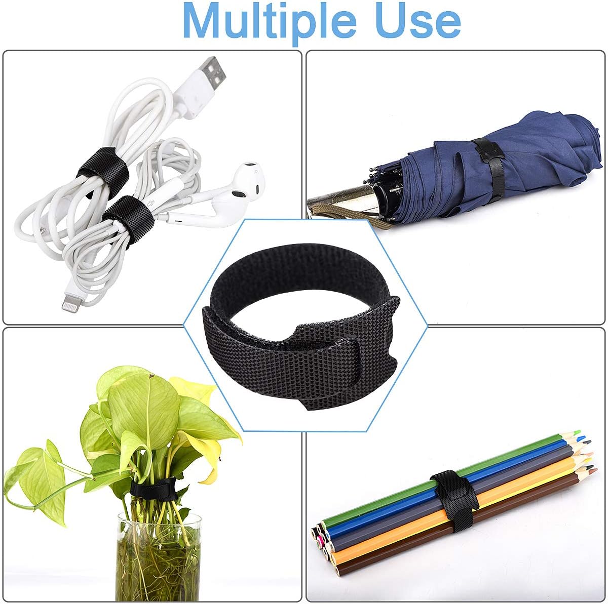 60 PCS 6 Inches Reusable Cable Ties, Adjustable Cord Straps Wire Organ