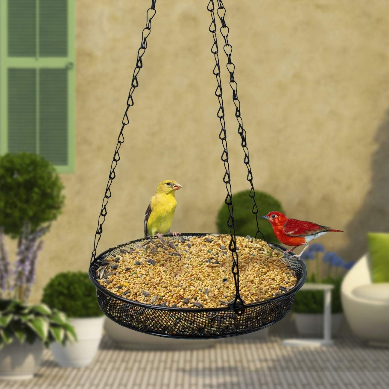 Sorbus Bird Feeder Hanging Tray, Seed Tray for Bird Feeders, Great for Attracting Birds Outdoors, Backyard, Garden (Black)