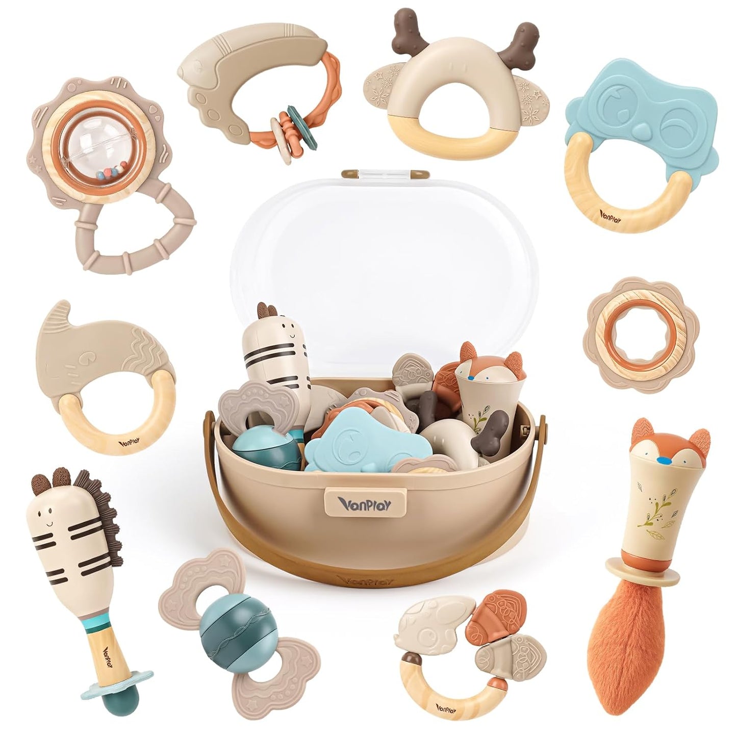 Baby Rattles & Teethers Set – Baby Toys 0-6 Months, Teething Toys 3-6 