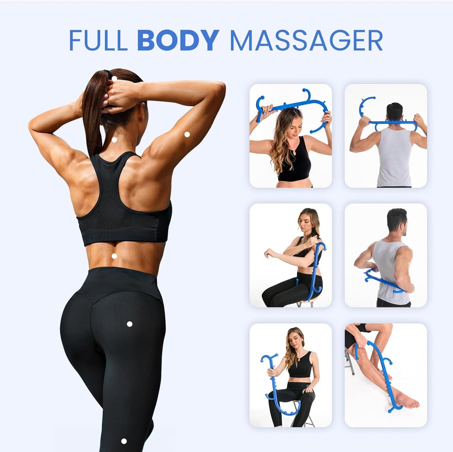 Deep Tissue Back & Neck Massager - Back Massager Stick for Pain Relief
