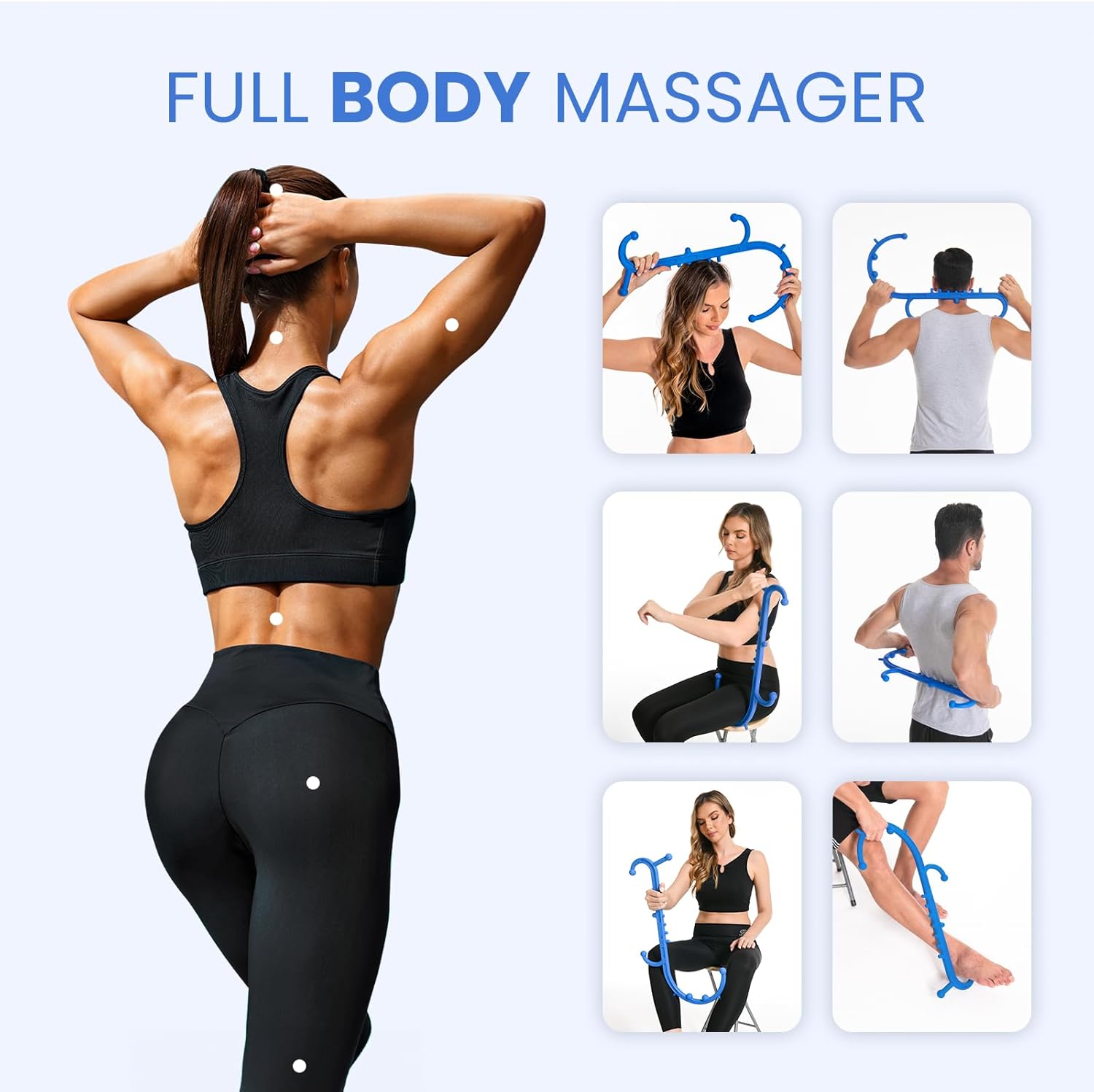 Deep Tissue Back & Neck Massager - Back Massager Stick for Pain Relief