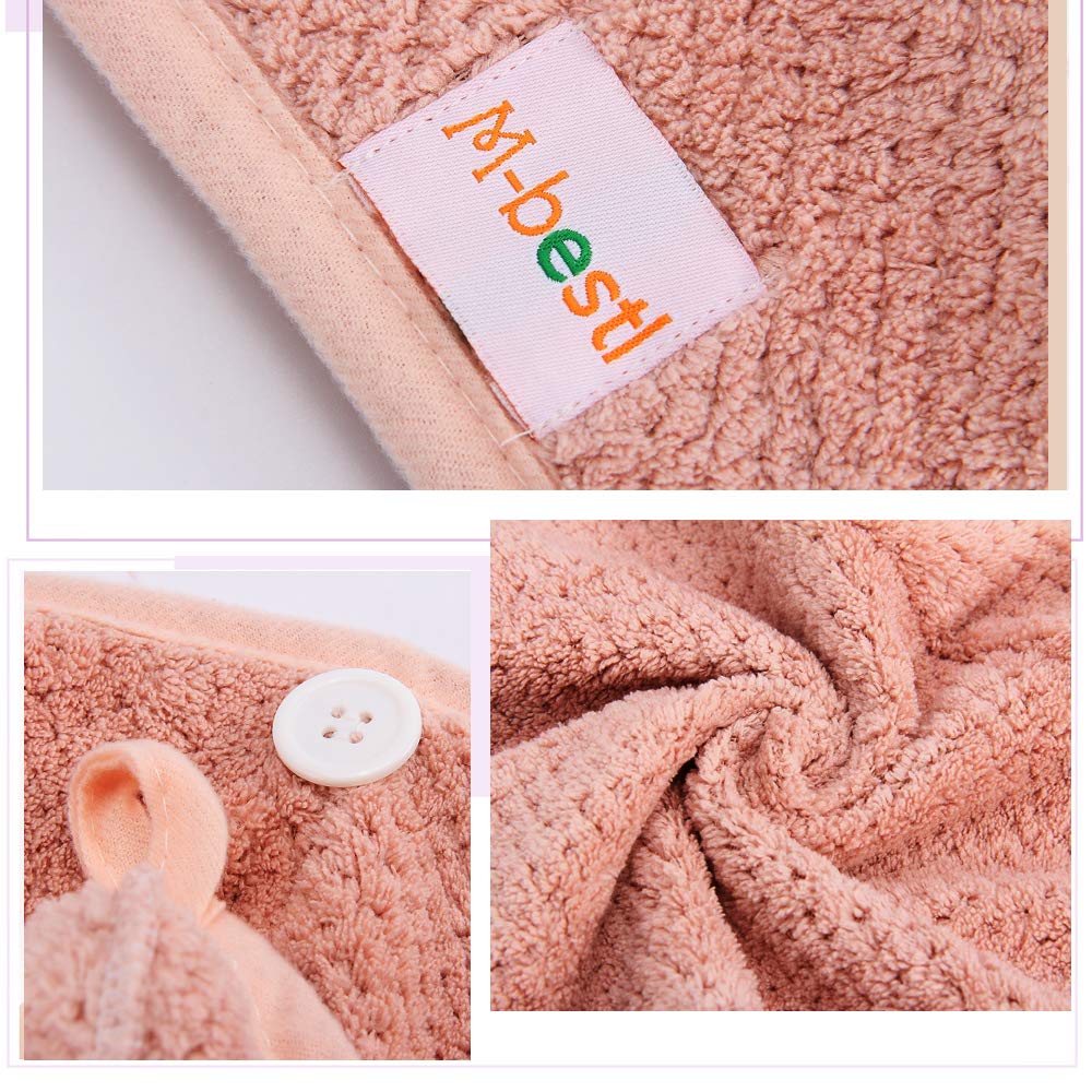 2 Pack Microfiber Hair Towel Wrap,Hair Drying Towel with Button, Hair 