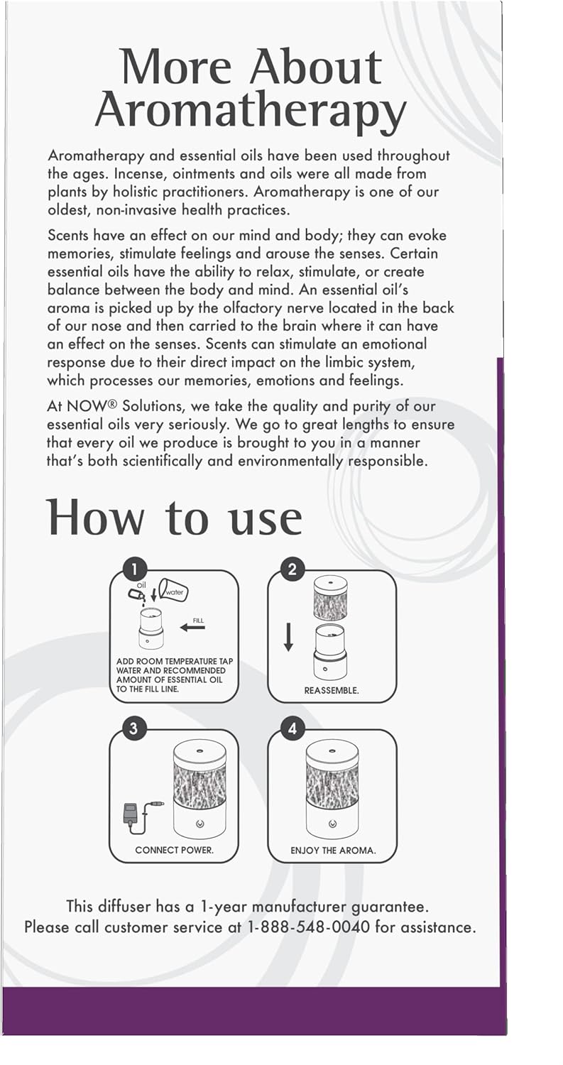 NOW Essential Oils, Metal Touch Ultrasonic Aromatherapy Oil Diffuser, 