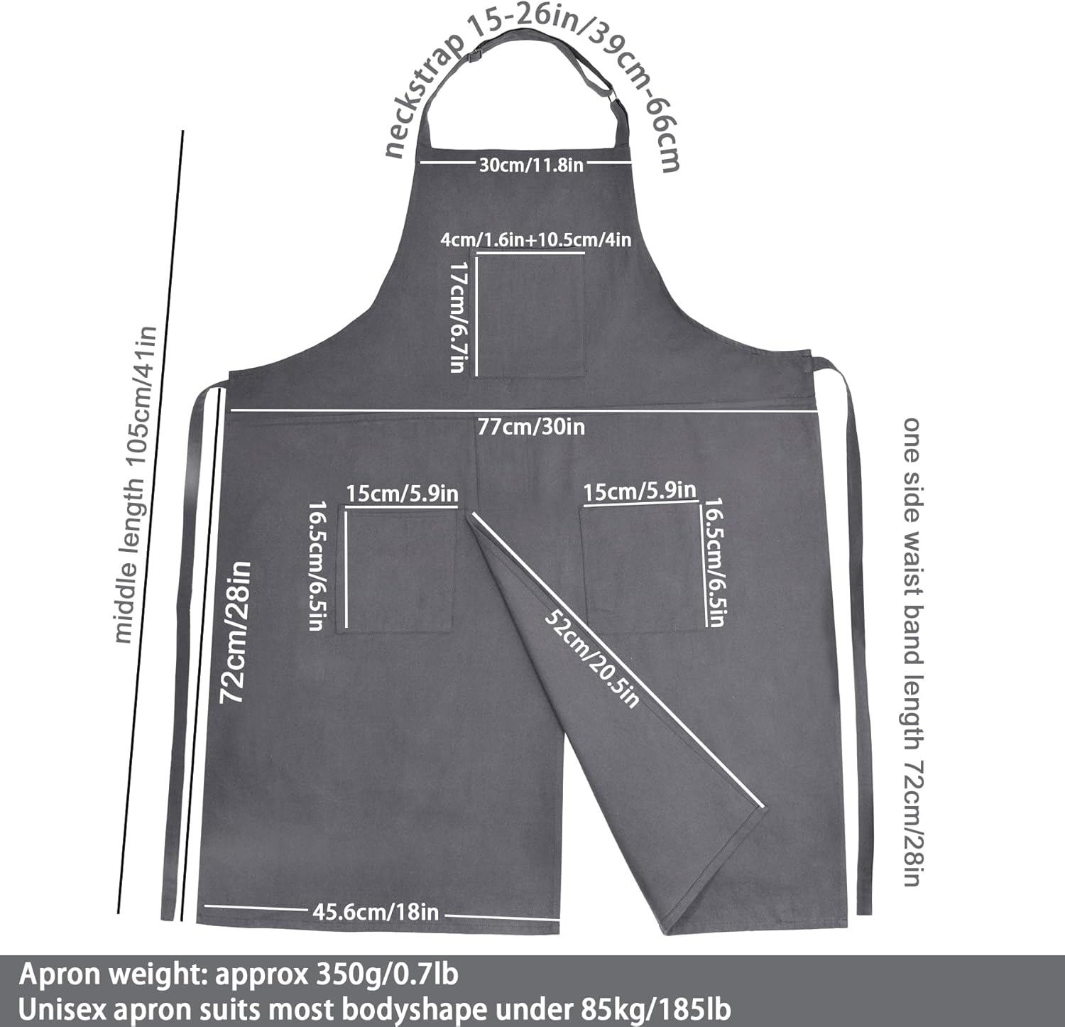 Molaxhome Split Apron with 3 Pockets,Unisex Pottery Apron with Adjusta