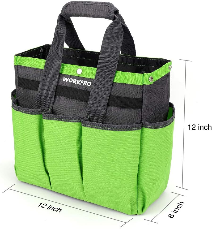 WORKPRO Garden Tool Bag, 8 Pockets Gardening Bag, Heavy Duty Oxford Ga