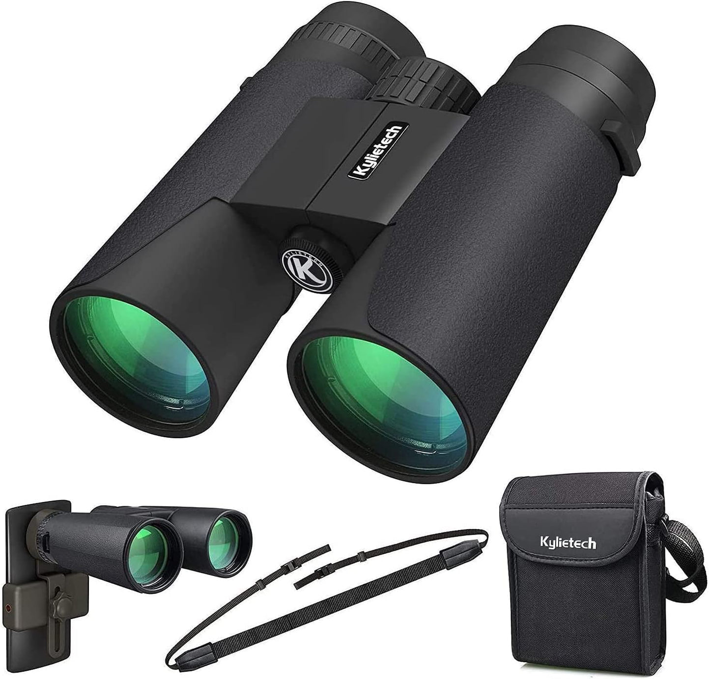 Kylietech 12X42 Binoculars for Adults with Universal Phone Adapter, HD Waterproof Fogproof Compact Binoculars for Bird Watching, Hunting, Hiking, Sports, and Concerts with BAK4 Prism FMC Lens