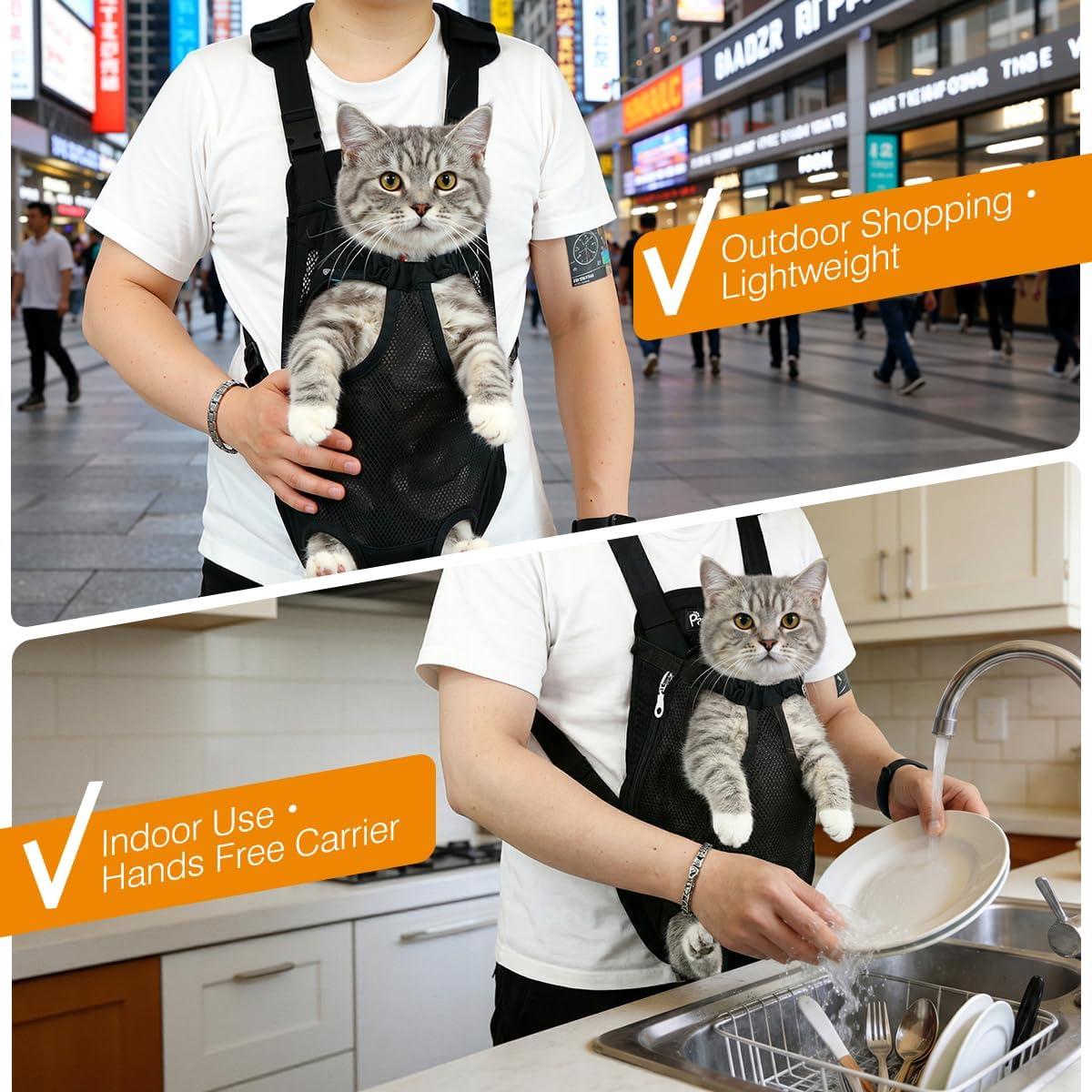 Pawaboo Pet Carrier Backpack, Adjustable Pet Front Cat Dog Carrier Bac
