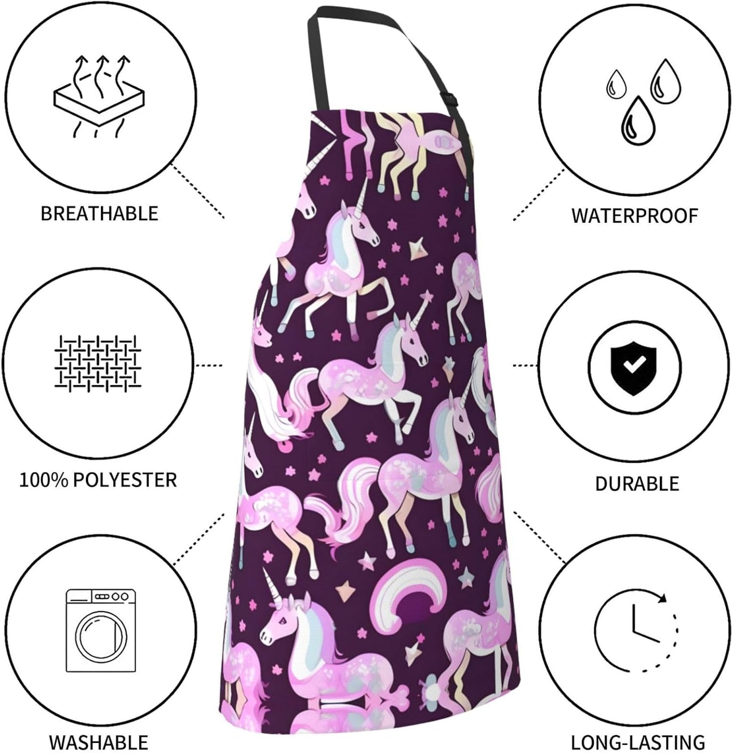 Unicorns Red print Waterproof apron with pocket adjustable cooking apron for adult kitchen bibs to bake